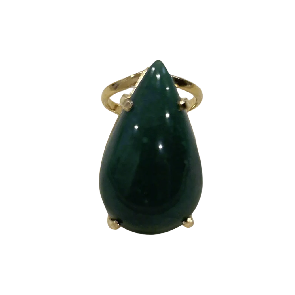 Tear Drop Green Quartz Ring