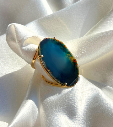 Agate Slice Cocktail Ring – 18K Gold Plated
