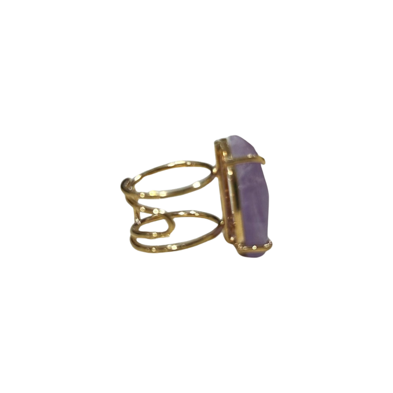 Amethyst Faceted Ring — 18K Gold Plated, Genuine Natural Gemstone Statement Jewelry