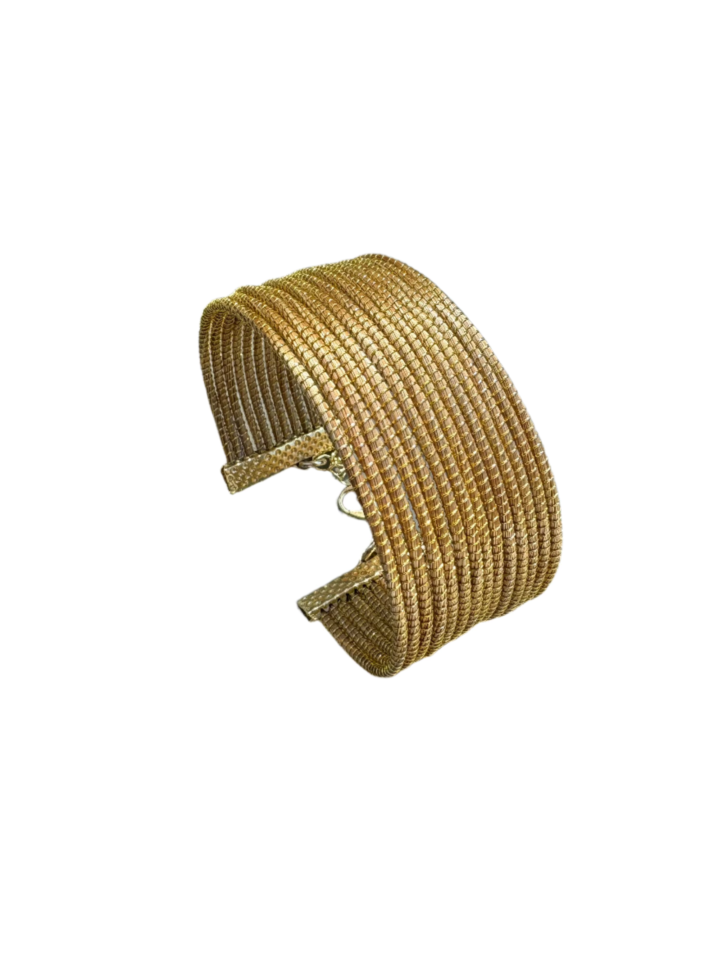 Solara Golden Grass Cuff Bracelet — Handwoven in Brazil with 18K Gold Plated Accents