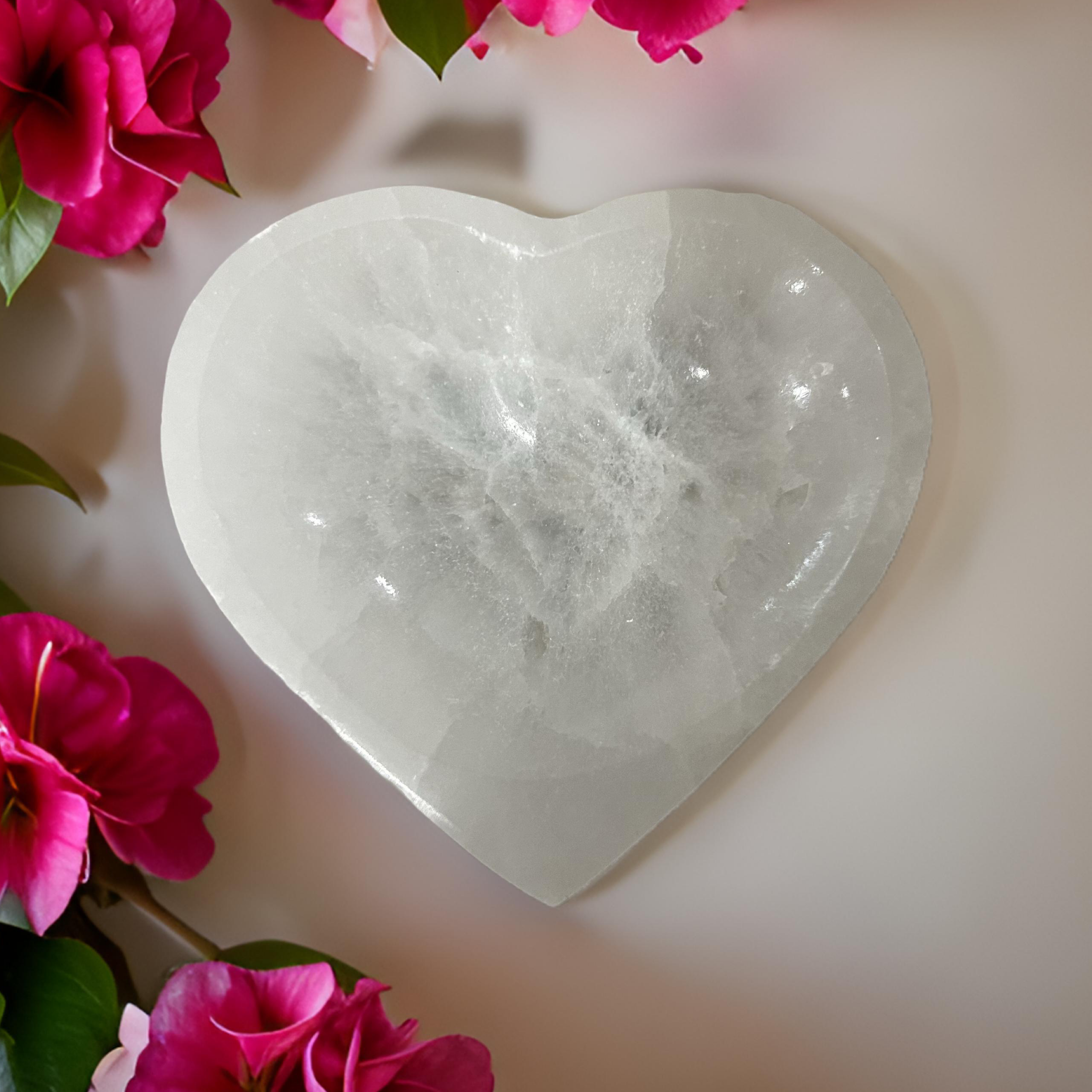 Selenite Crystal Recharging Bowl - Heart shaped