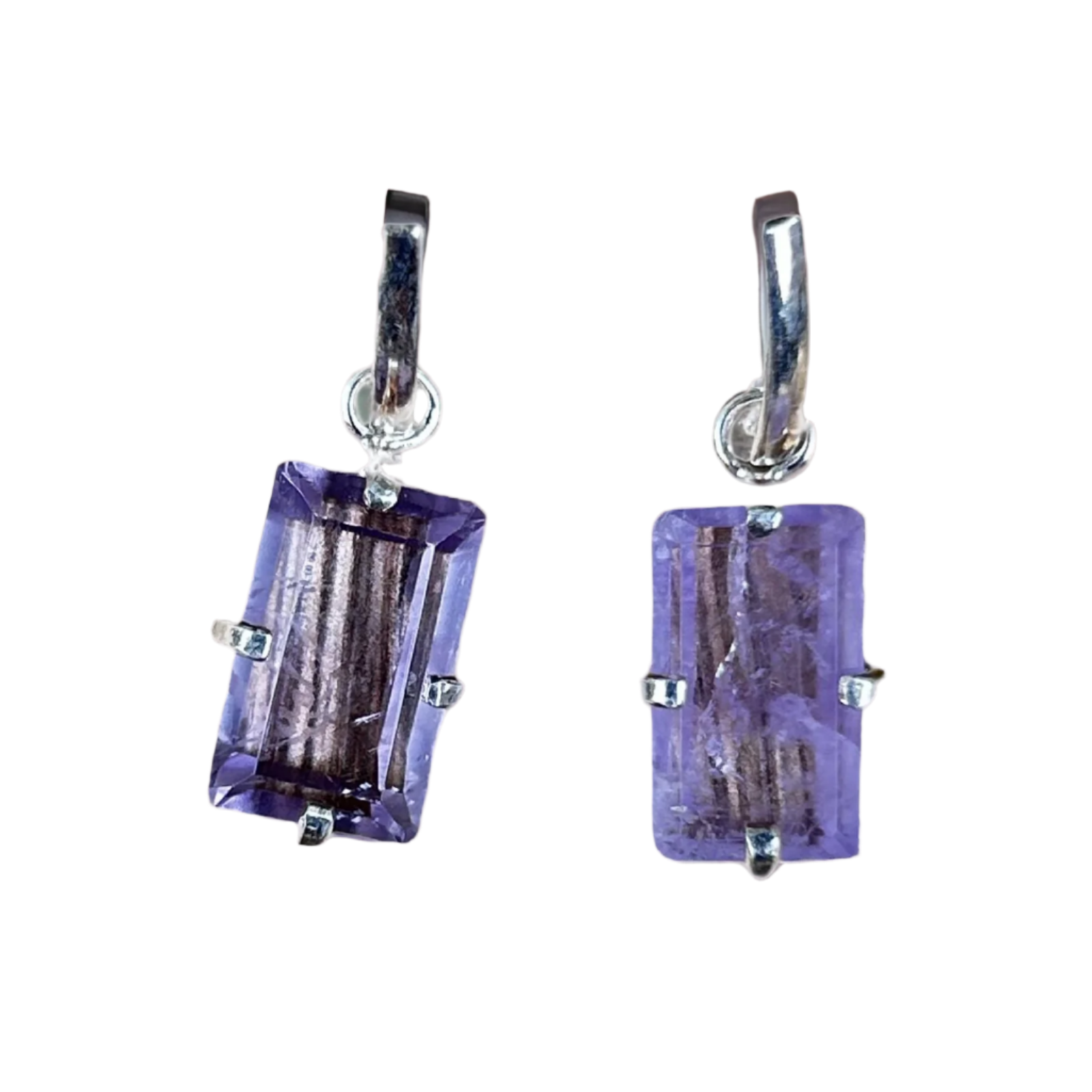 Amethyst Drop Earrings - Silver