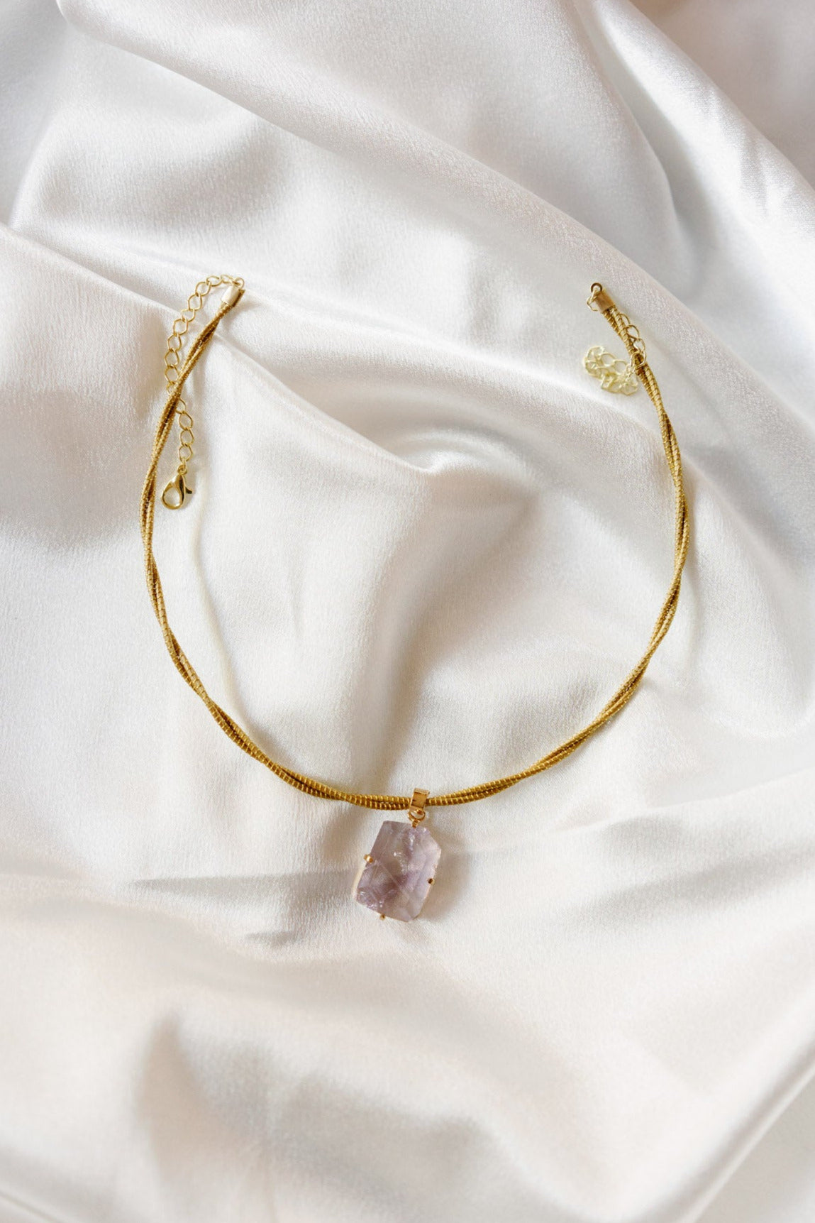 Faceted Freeform Genuine Quartz Pendant – Clear Quartz, Rose Quartz & Amethyst