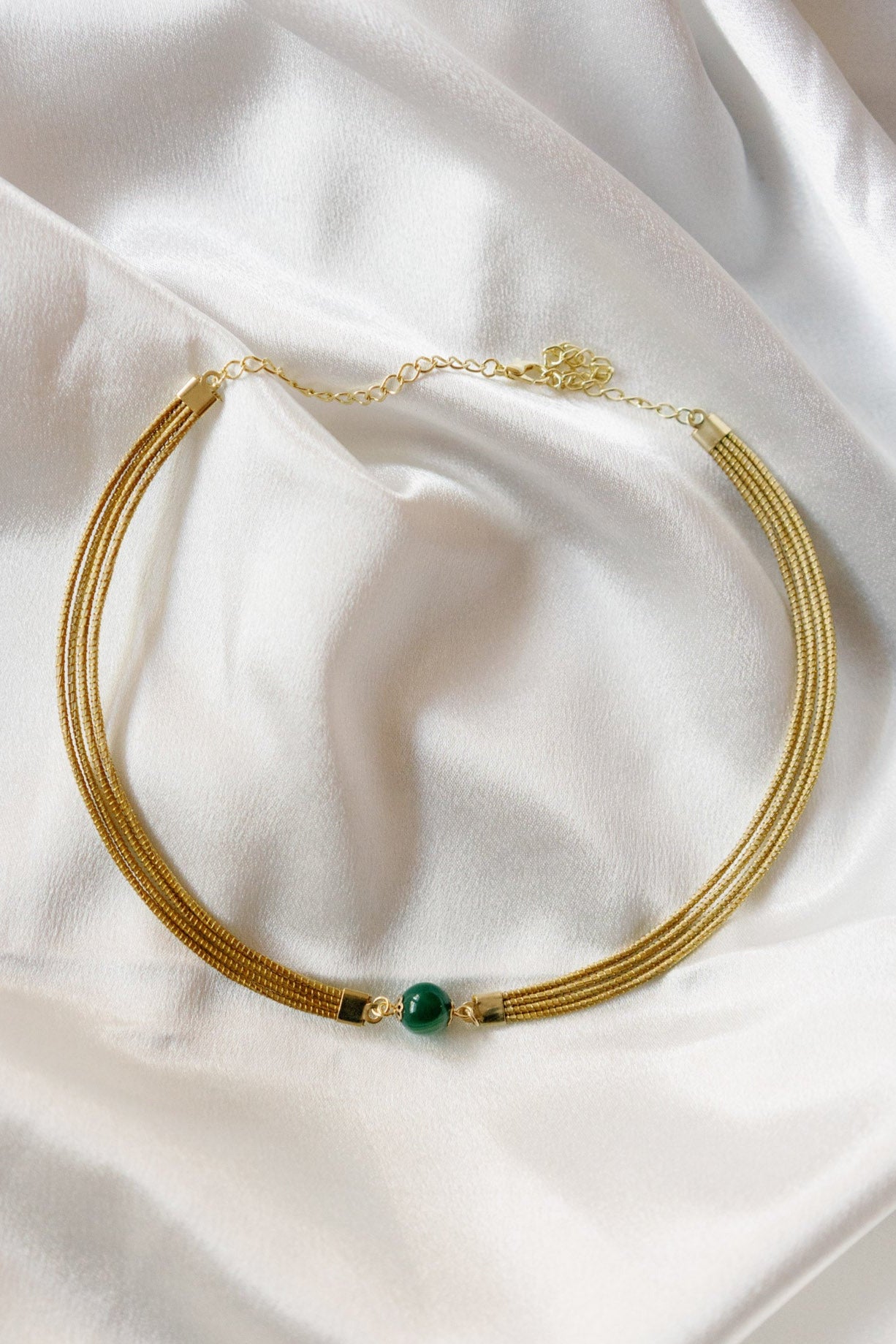 Golden Grass Choker with Natural Gemstones — Handwoven in Brazil with 18K Gold Plated Accents