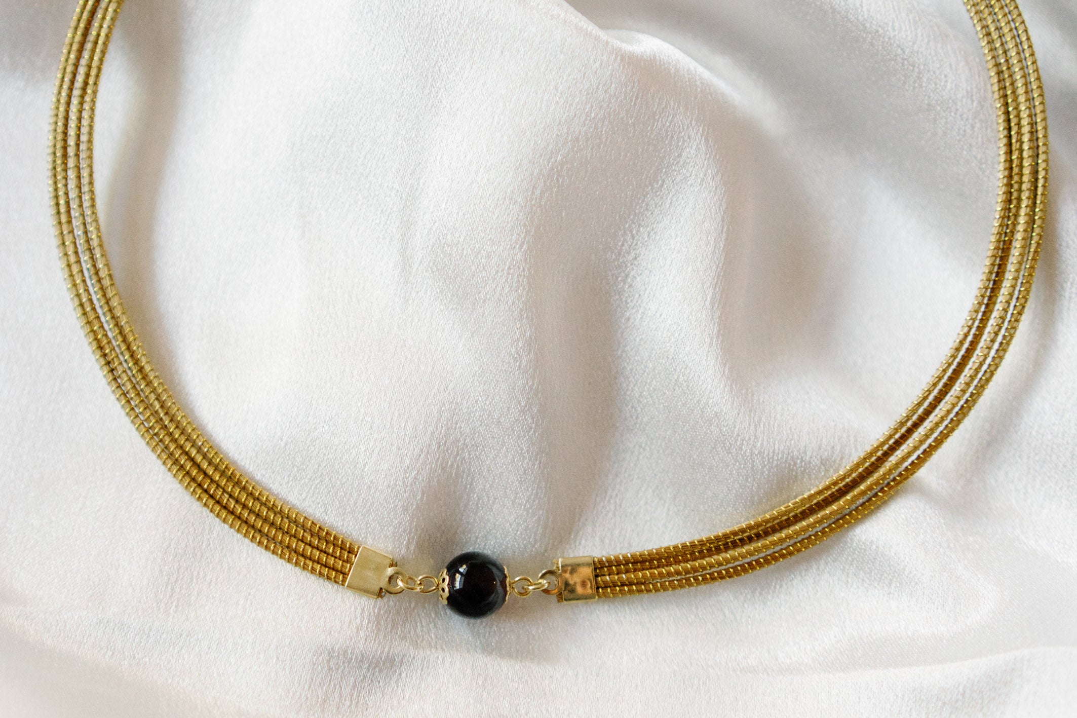 Golden Grass Choker with Natural Gemstones — Handwoven in Brazil with 18K Gold Plated Accents