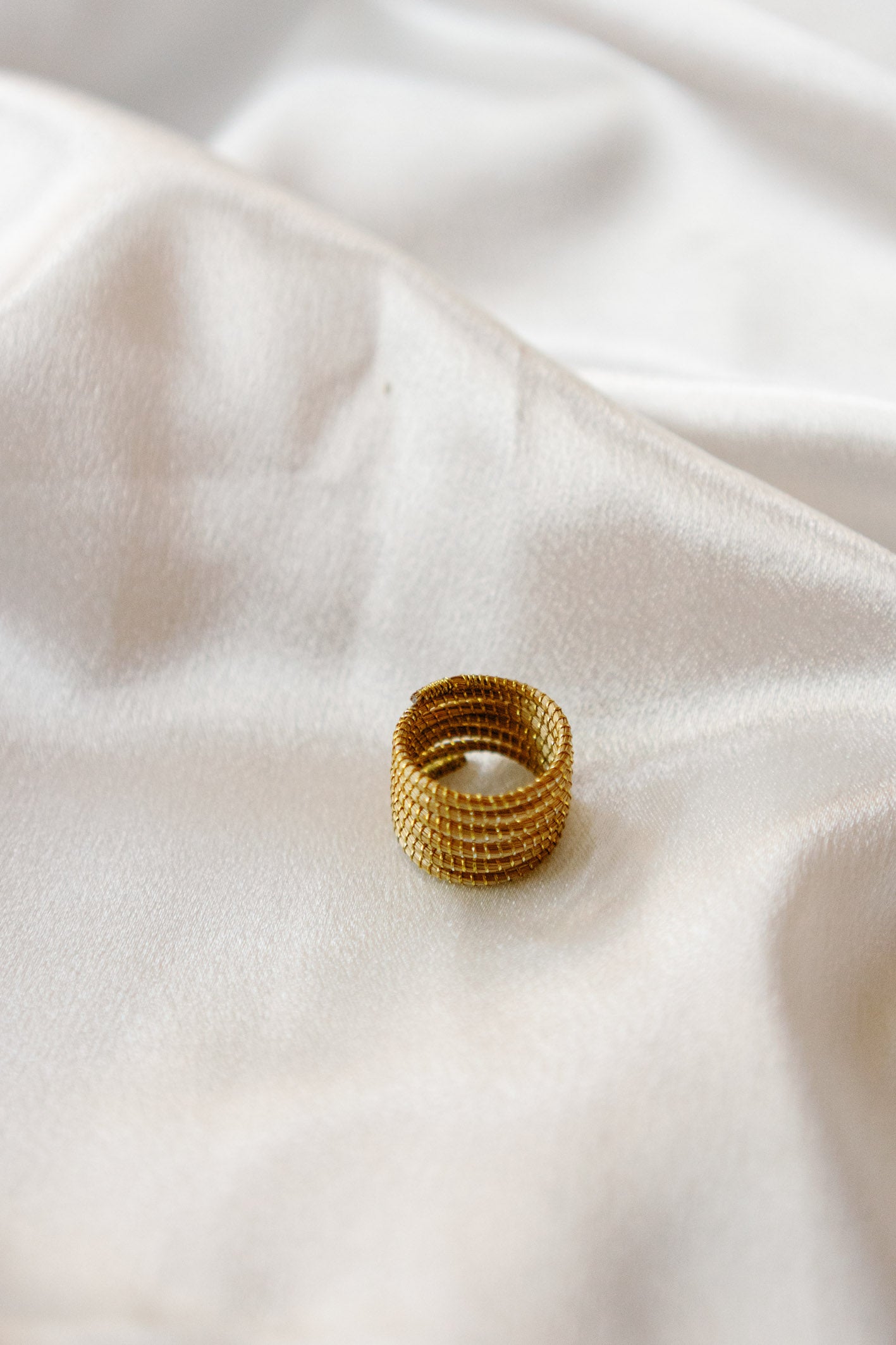 Eternity Ring — Golden Grass Spiral Design, Handwoven from Capim Dourado