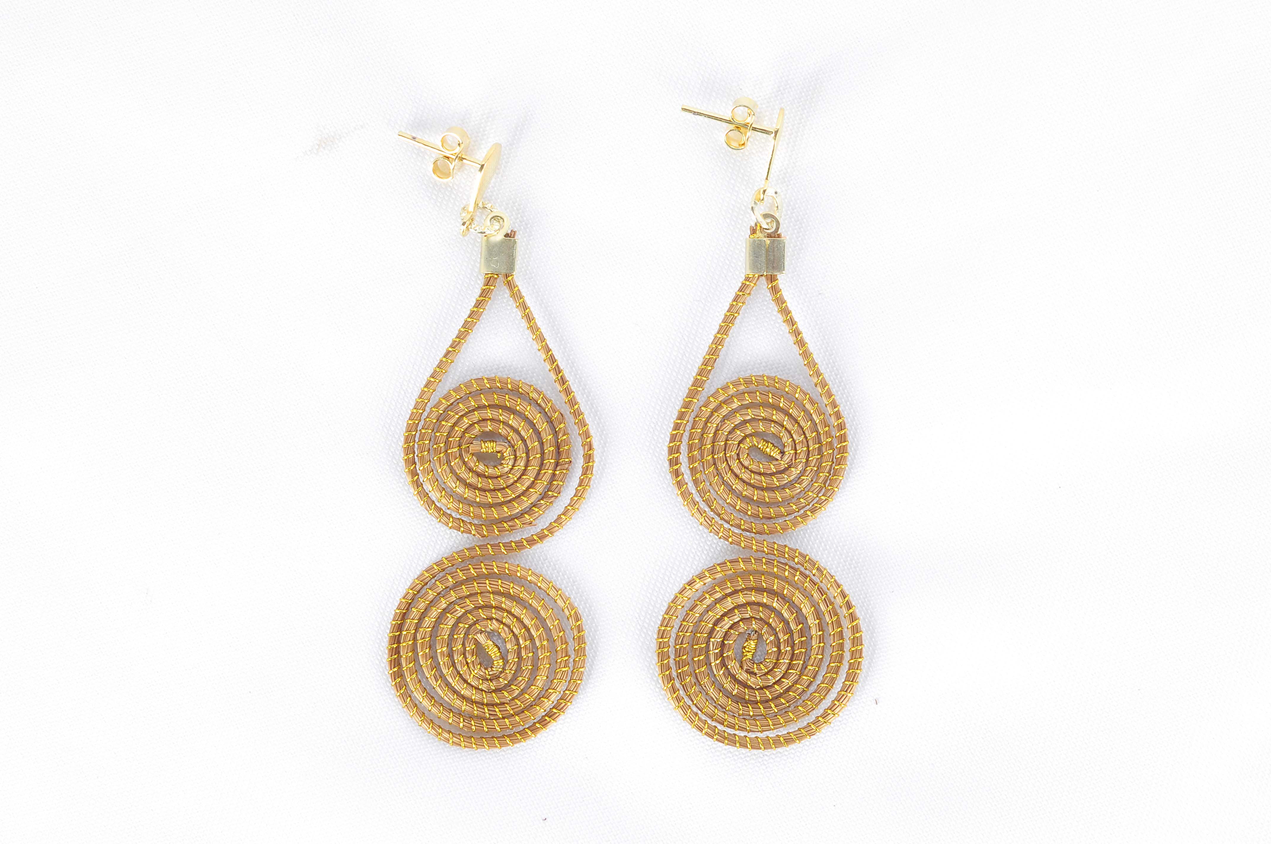 Aurora Golden Grass Earrings — Handwoven in Brazil with 18K Gold Plated Accents
