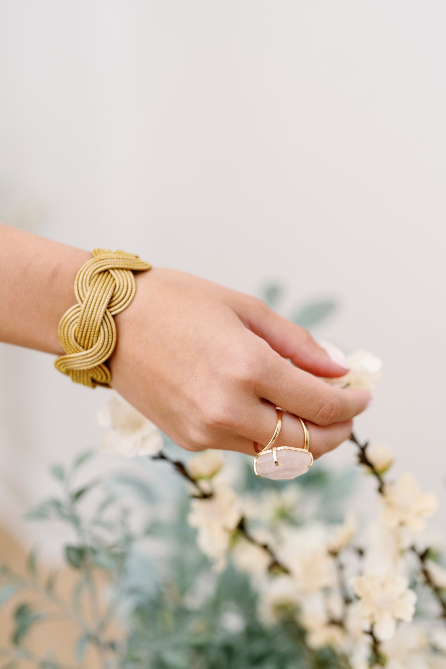 Waves Golden Grass Cuff Bracelet — Handwoven in Brazil with 18K Gold Plated Accents