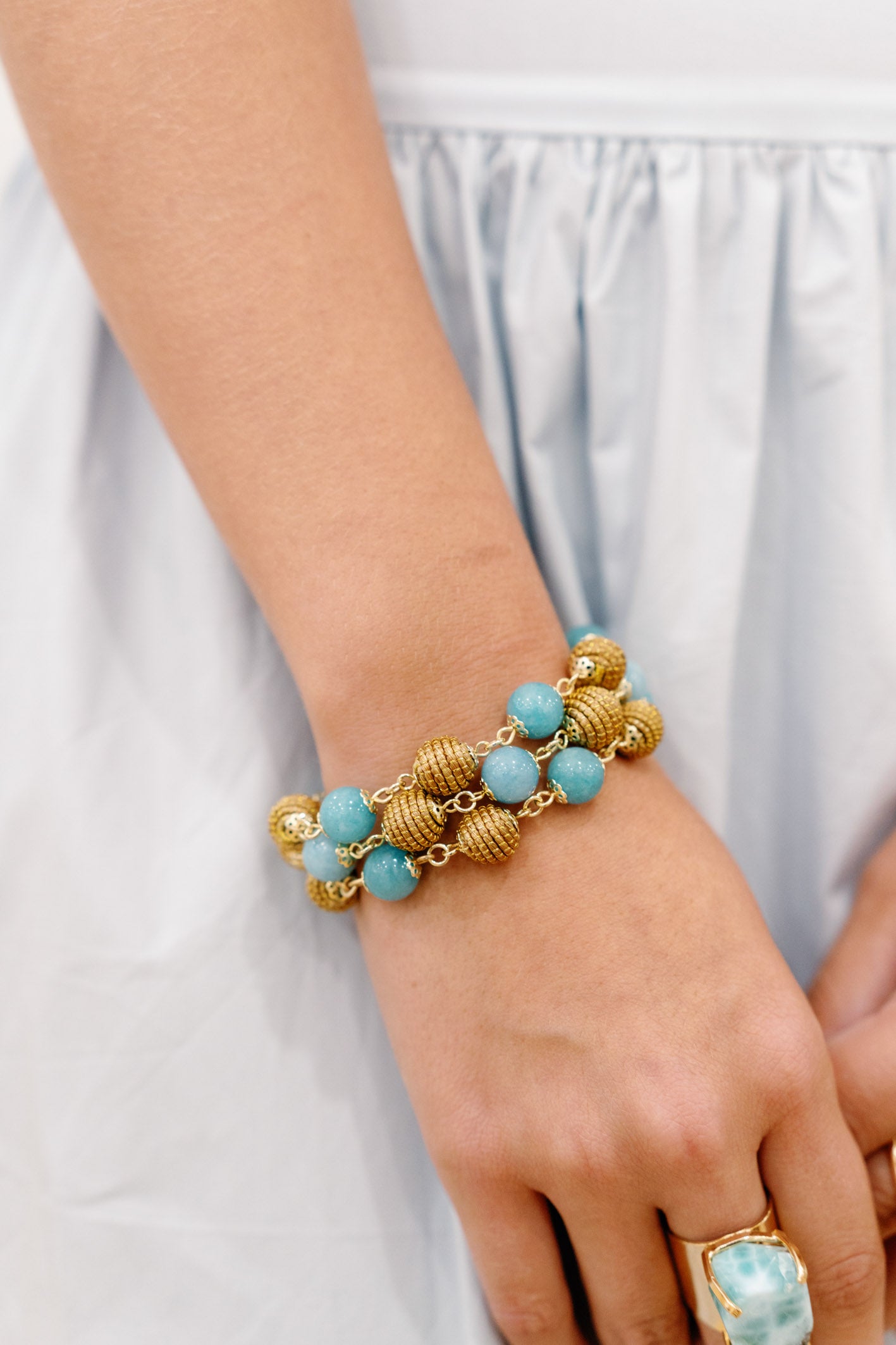Golden Energy Bracelet — Handwoven Golden Grass & Genuine Gemstone Beads with 18K Gold Plated Accents