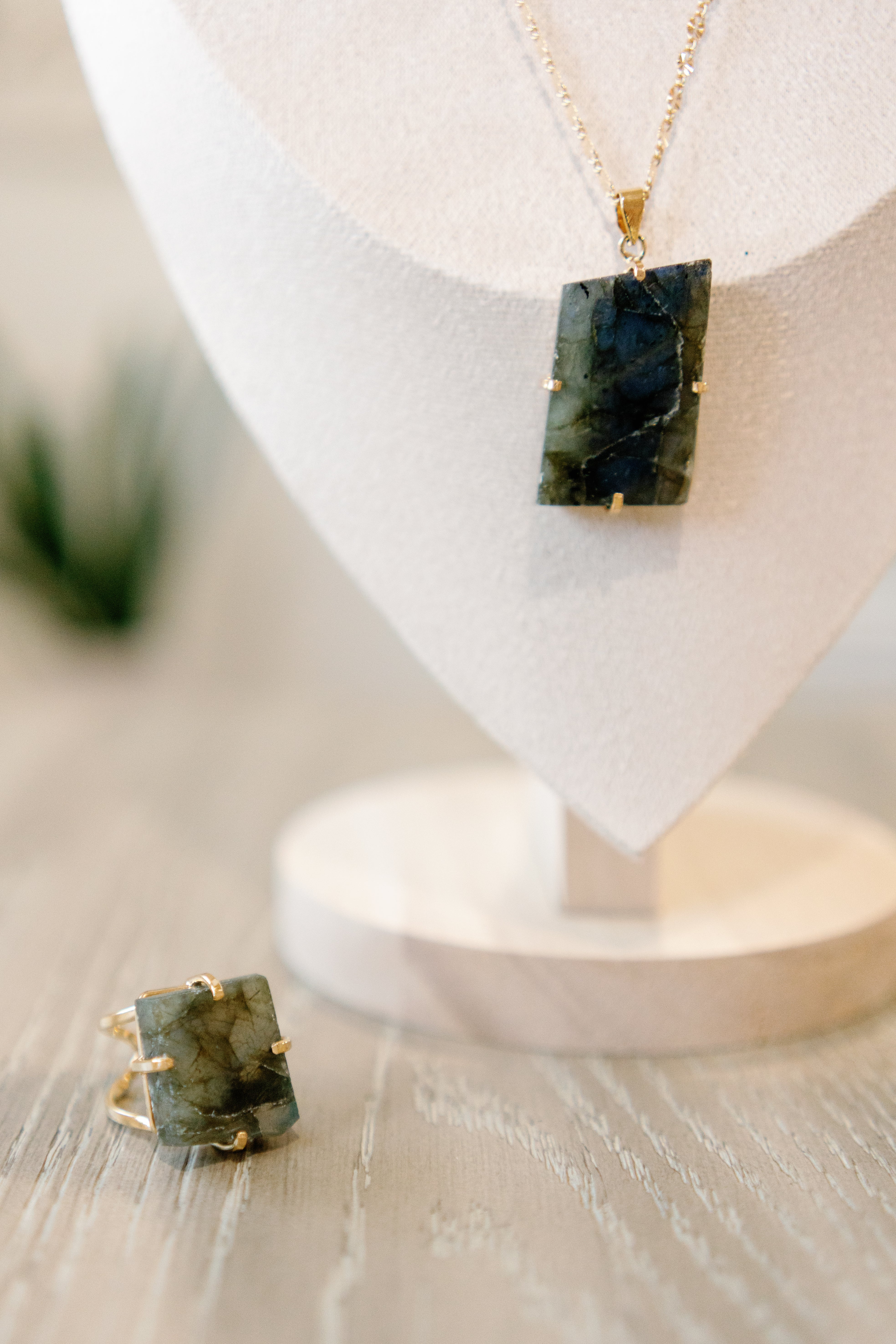 Labradorite Pendant — Natural Freeform Shape, Genuine Gemstone with 18K Gold Plated Bail