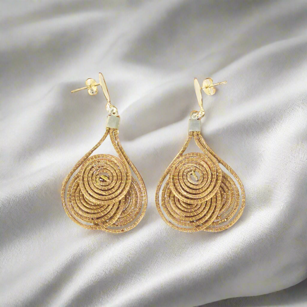 Golden Trio Earrings - Golden Grass