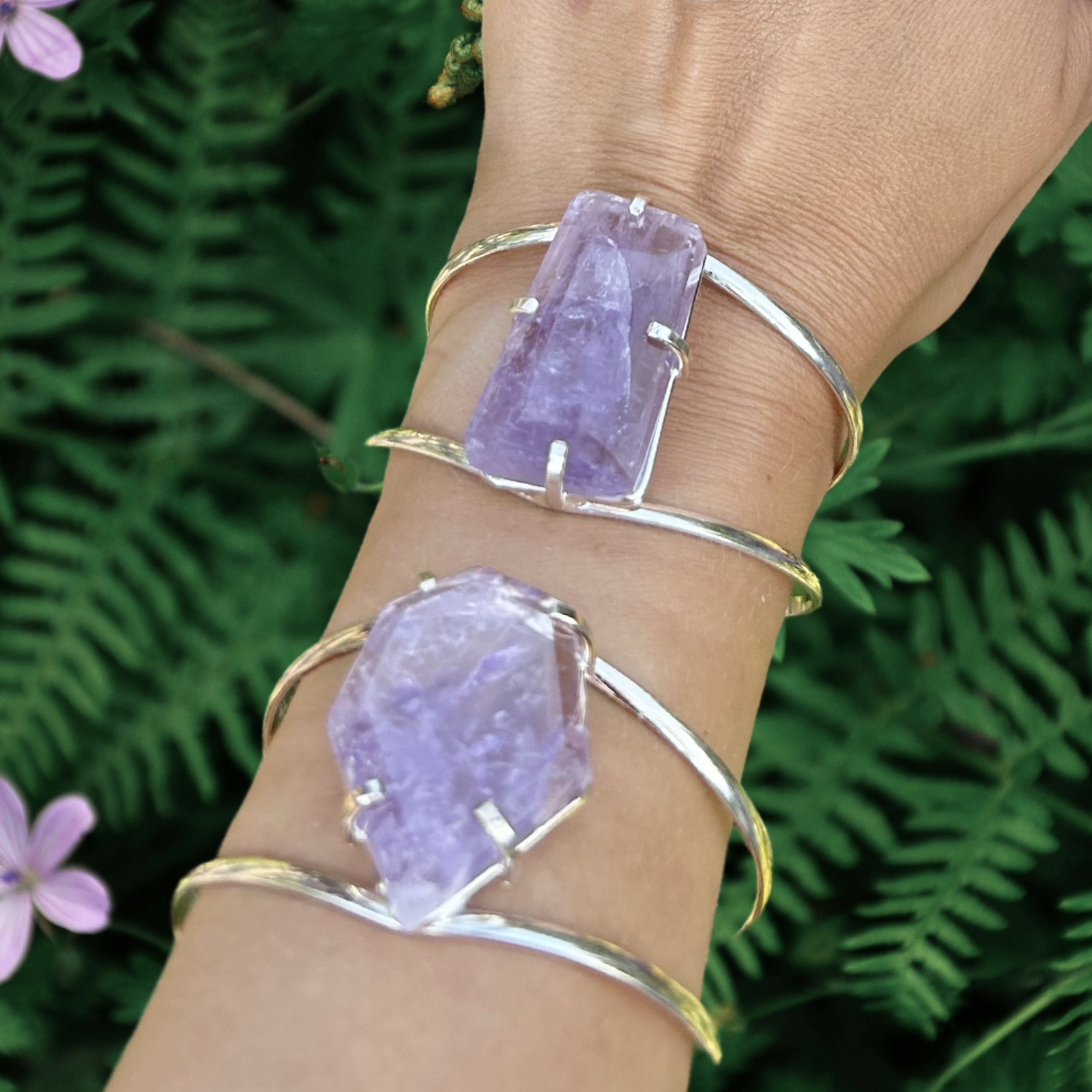 Amethyst Cuff Bracelet – Silver