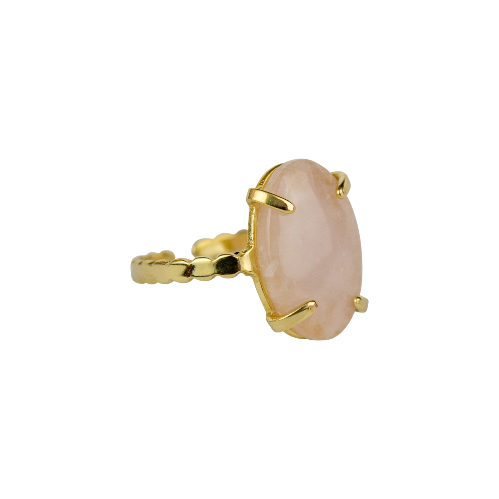 Oval-Shaped Rose Quartz Solitaire Ring