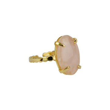 Oval-Shaped Rose Quartz Solitaire Ring