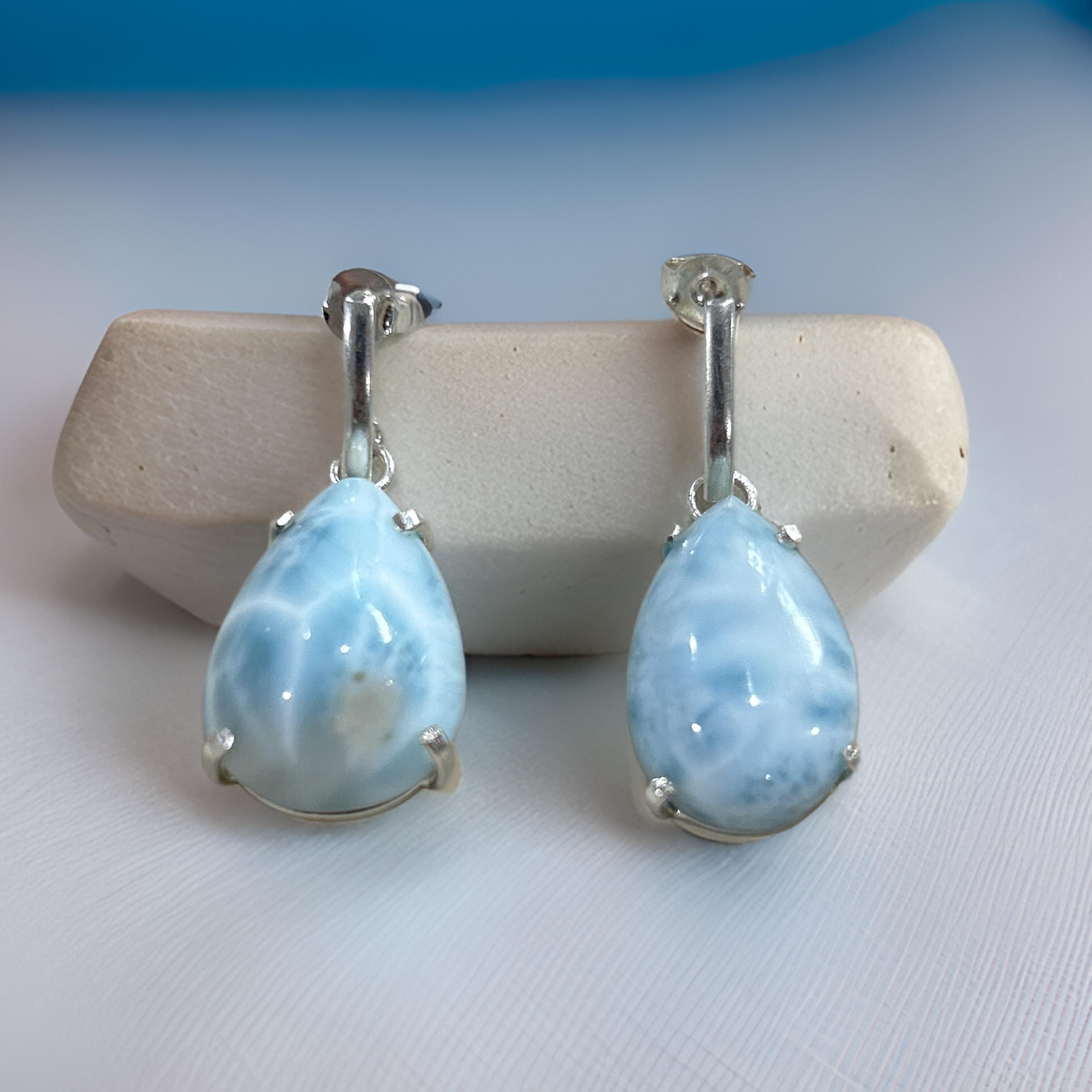 Tear Drop Larimar Earrings