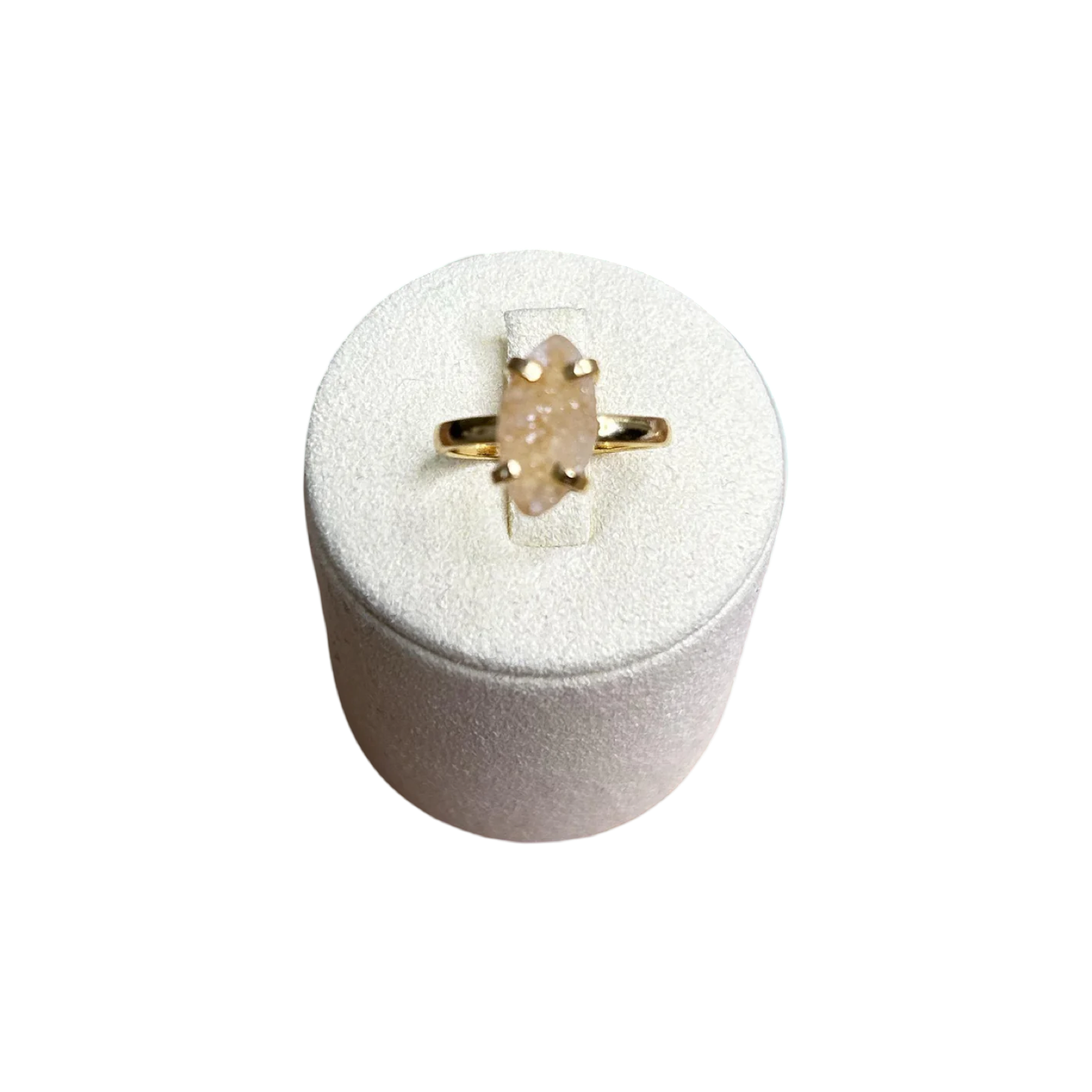 Delicate Druzy Ring — Genuine Sparkling Gemstone, 18K Gold Plated Single Adjustable Band