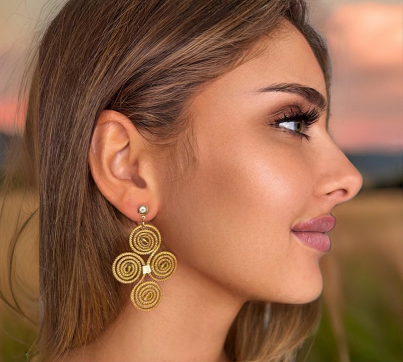 Beatriz Golden Grass Earrings — Handwoven Bestseller with 18K Gold Plated Accents
