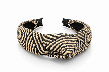 black beige woven headband natural fiber knot style hair accessory AquaBrasil