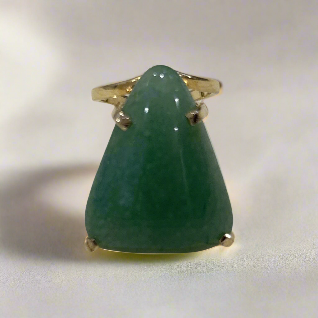 Triangle Shape Green Quartz Ring