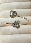 Heart-Shaped Pyrite Stone Bangle Bracelet — Genuine Natural Gemstone with 18K Gold Plated