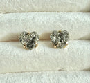 Heart-Shaped Pyrite Stud Earrings — Genuine Natural Stones with 18K Gold Plated Posts