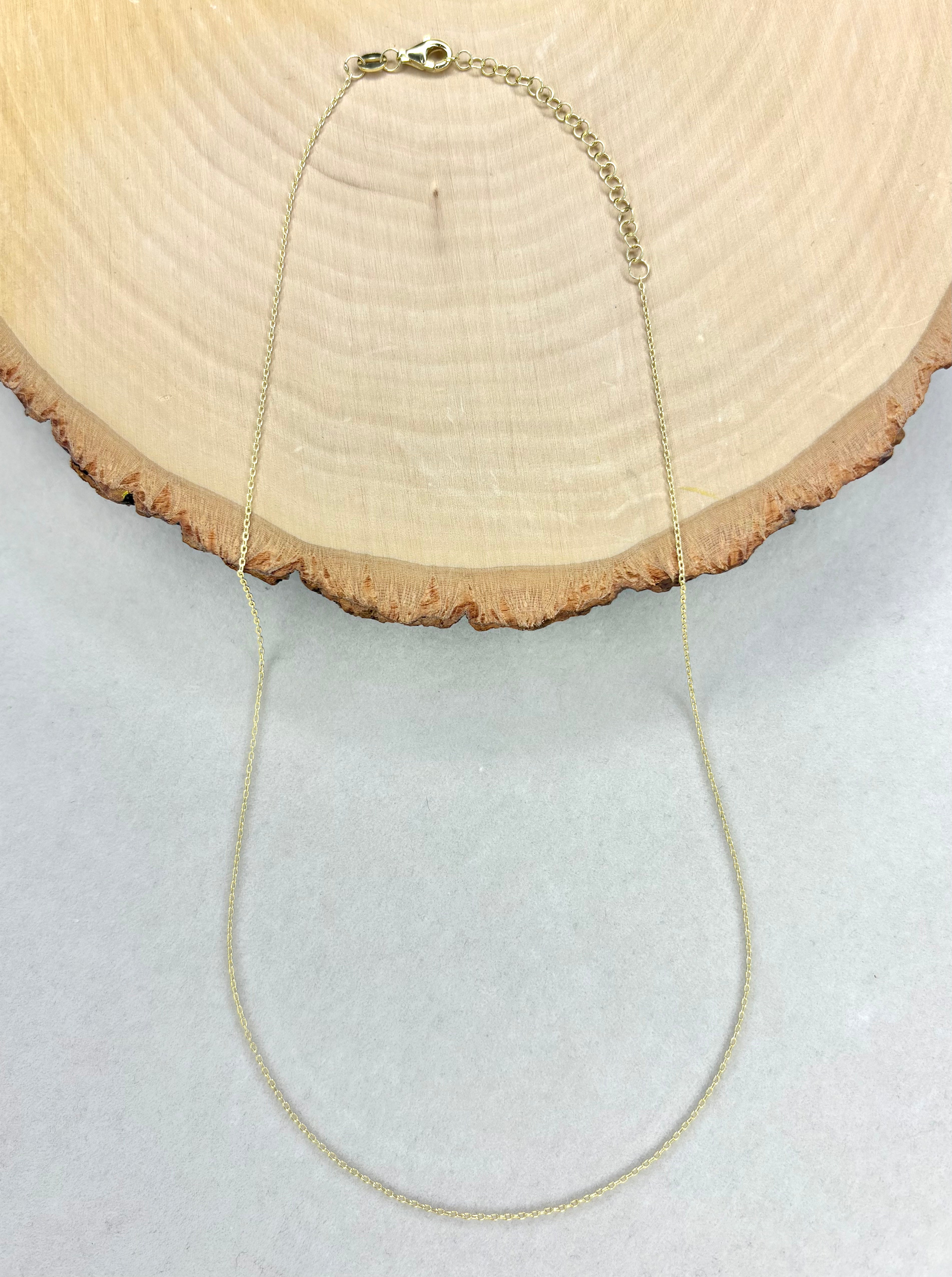 Cable Chain 1mm – 925 Sterling Silver Plated in 18K Gold – Elegant & Delicate