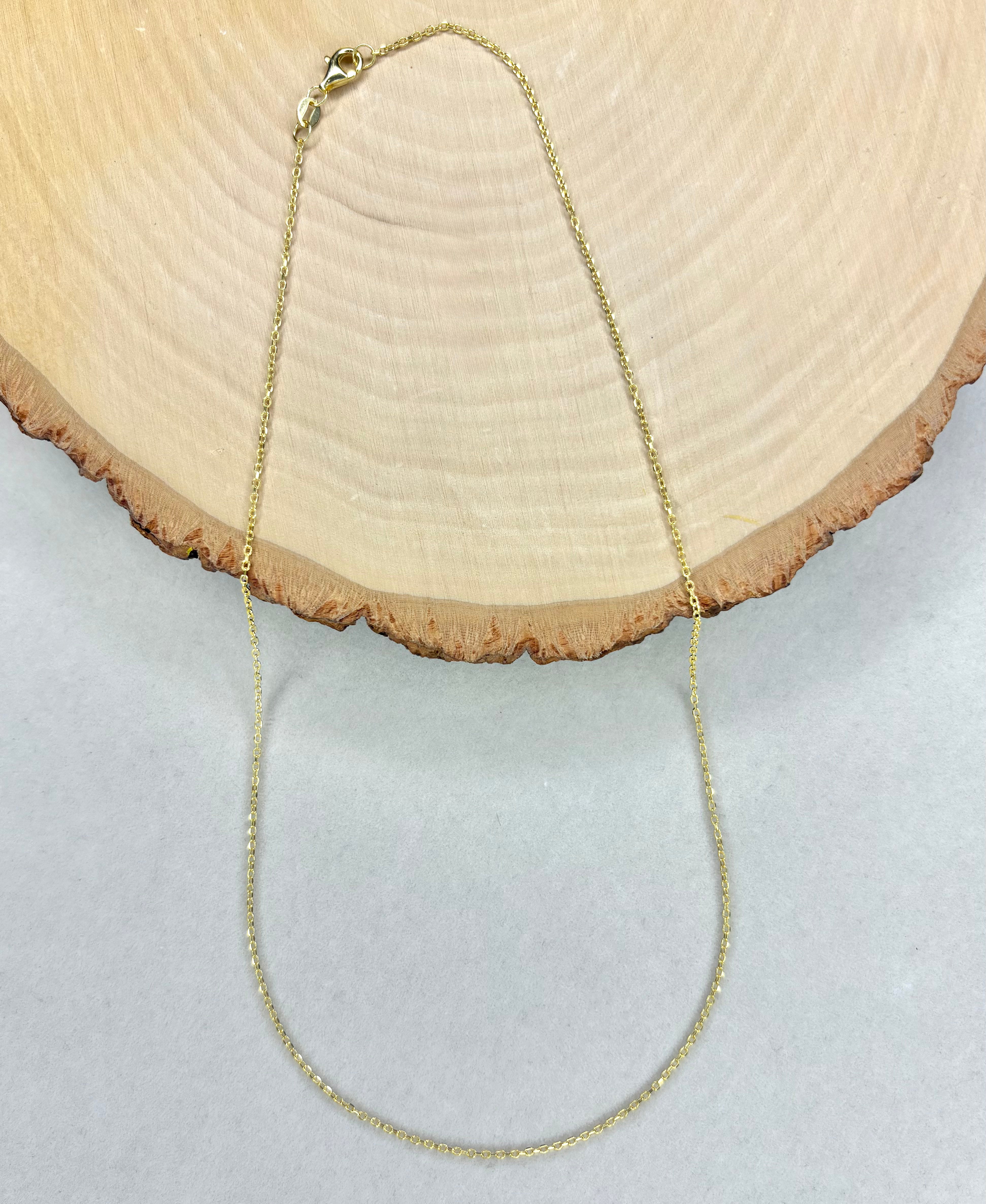 Cable Chain 1.4mm – 925 Sterling Silver Plated in 18K Gold