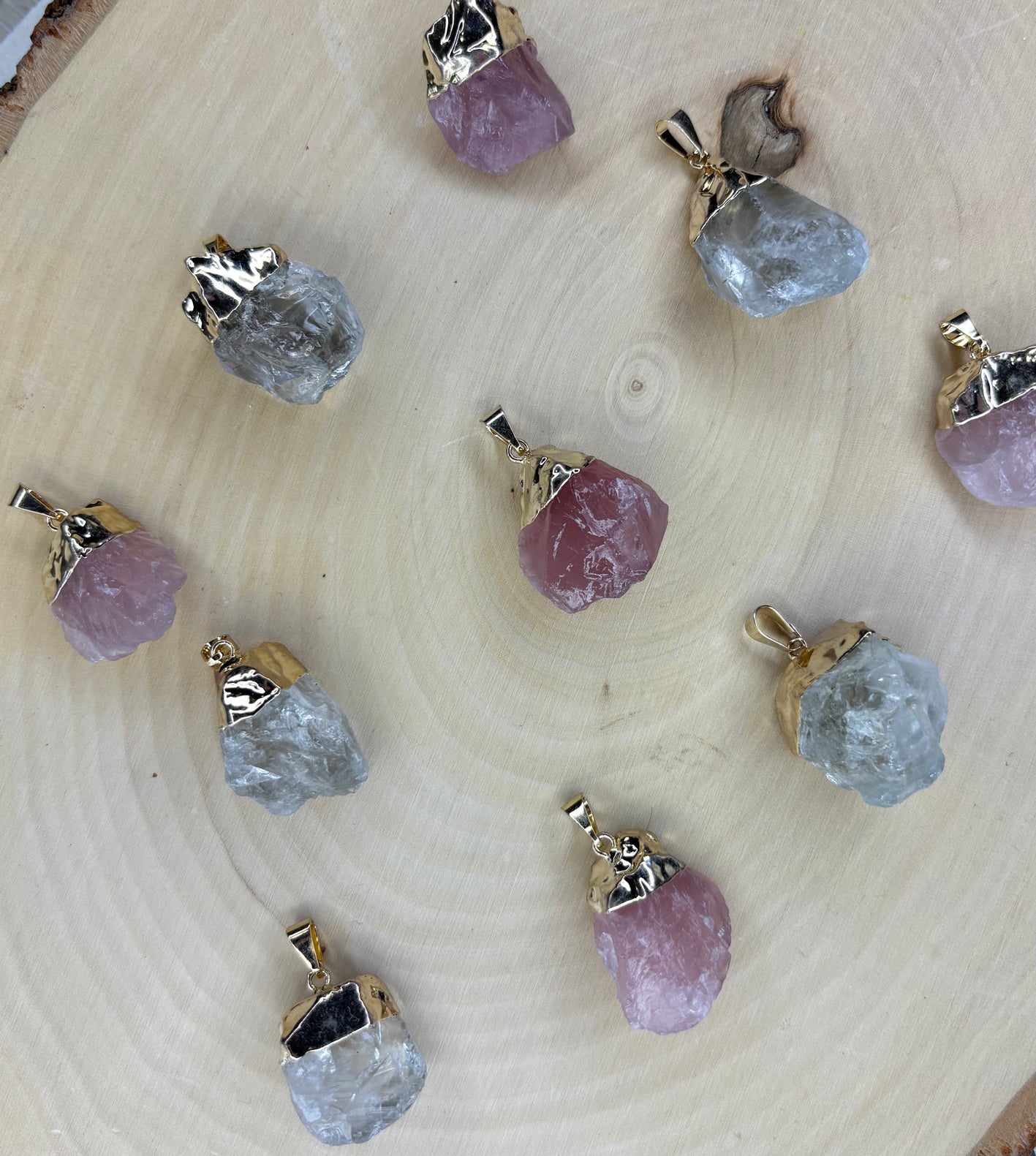 Raw Quartz Pendant — 18K Gold Plated Top, Natural & Unique Gemstone Necklace