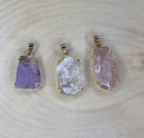 Faceted Freeform Genuine Quartz Pendant – Clear Quartz, Rose Quartz & Amethyst