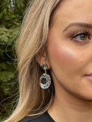 Druzy & Geode Dangle Earrings — 18K Gold Hand-Painted Edges, Hypoallergenic Natural Stone Jewelry