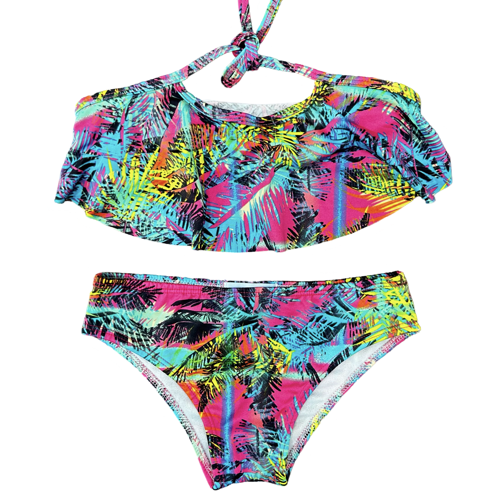 kids Miami bikini set colorful tropical print AquaBrasil