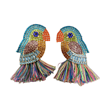 Colorful Crystal Parrot Earrings - Large