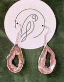 Geode Slice Hook Earrings – Silver-Plated, Hypoallergenic