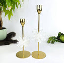 Clear Quartz Gold Taper Candle Holder - 2 Sizes