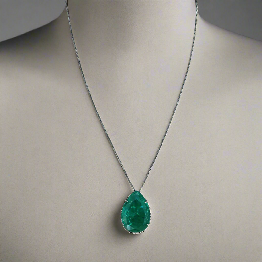 Green Paraíba Tourmaline Necklace with Black Rhodium-Plated Chain