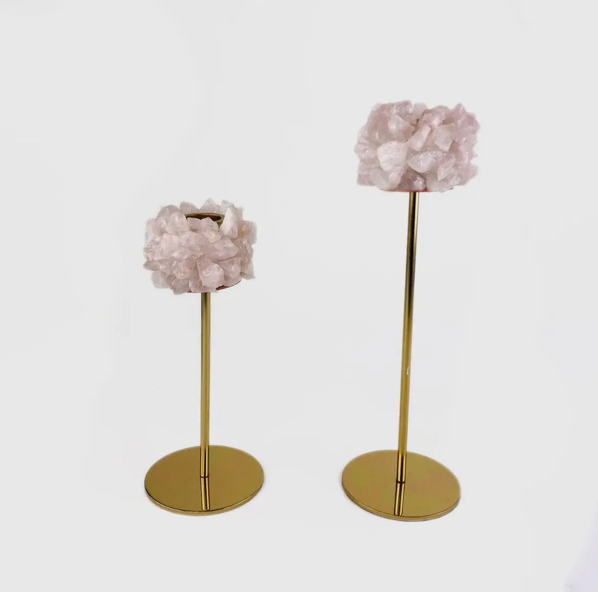 Rose Quartz Taper Candle Holder - 2 Sizes