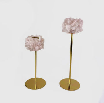 Rose Quartz Taper Candle Holder - 2 Sizes