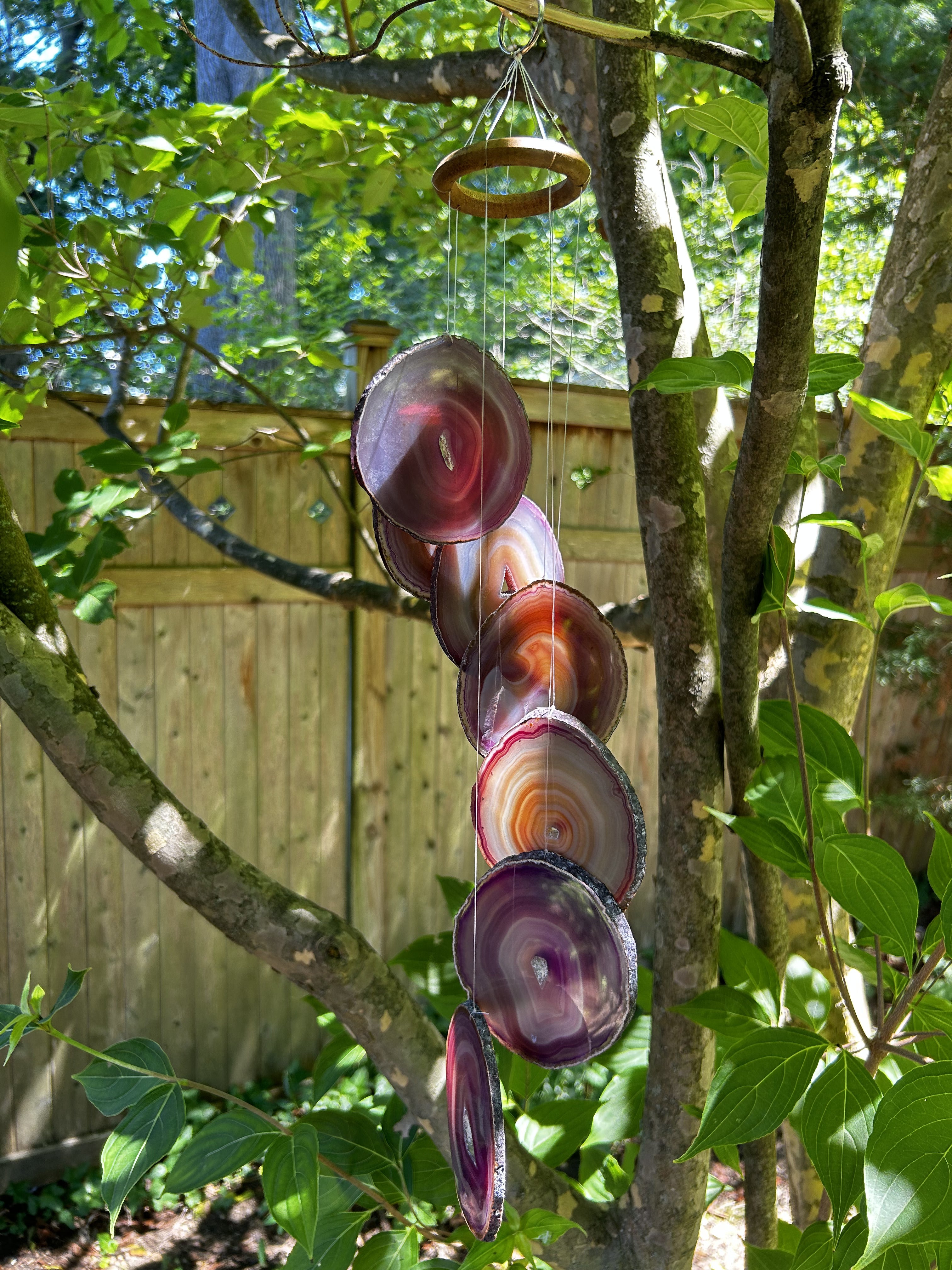 Purple Agate Geode Wind Chime - Large Size