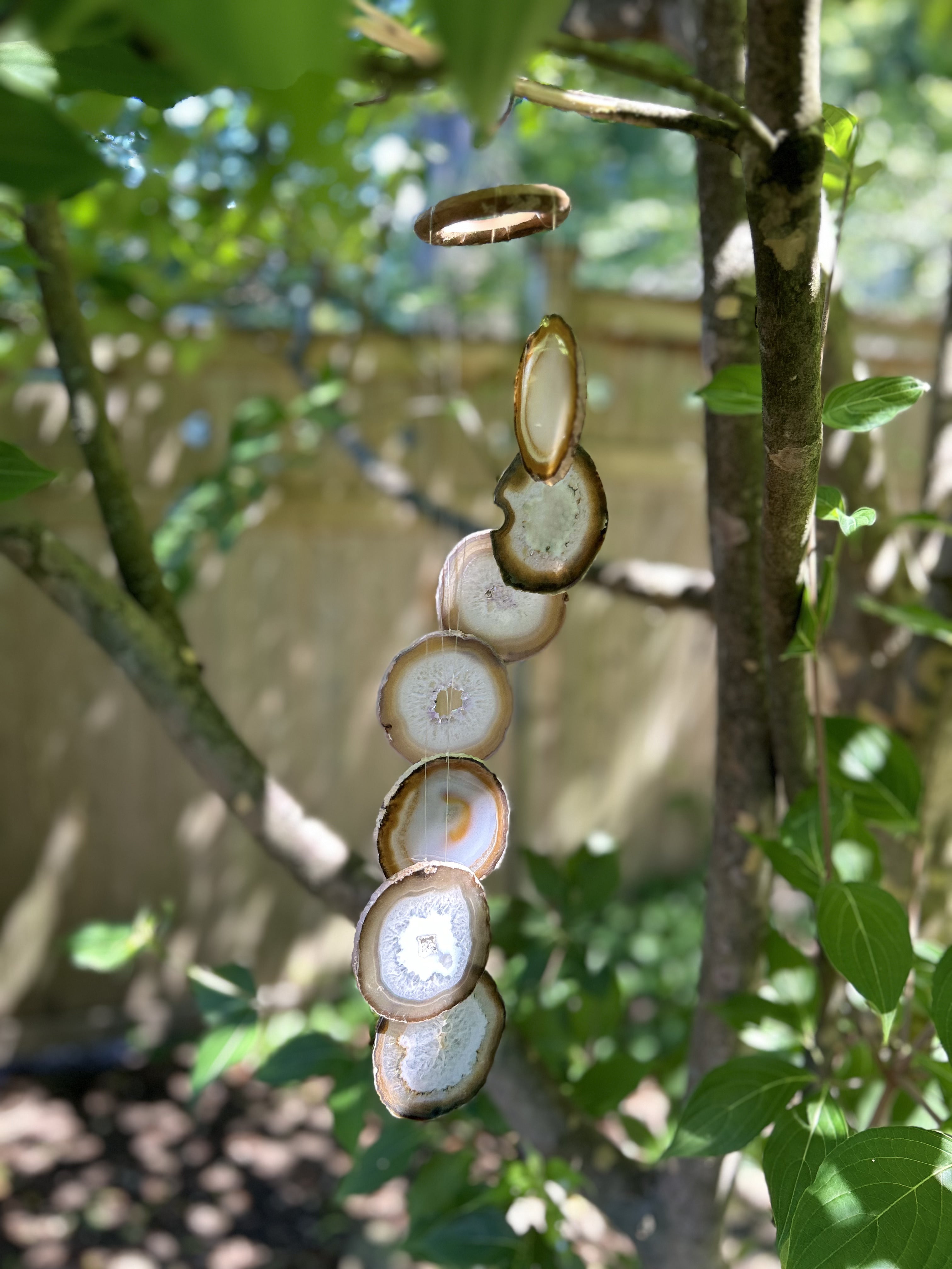 Natural Color Agate Geode Wind Chime - Medium Size