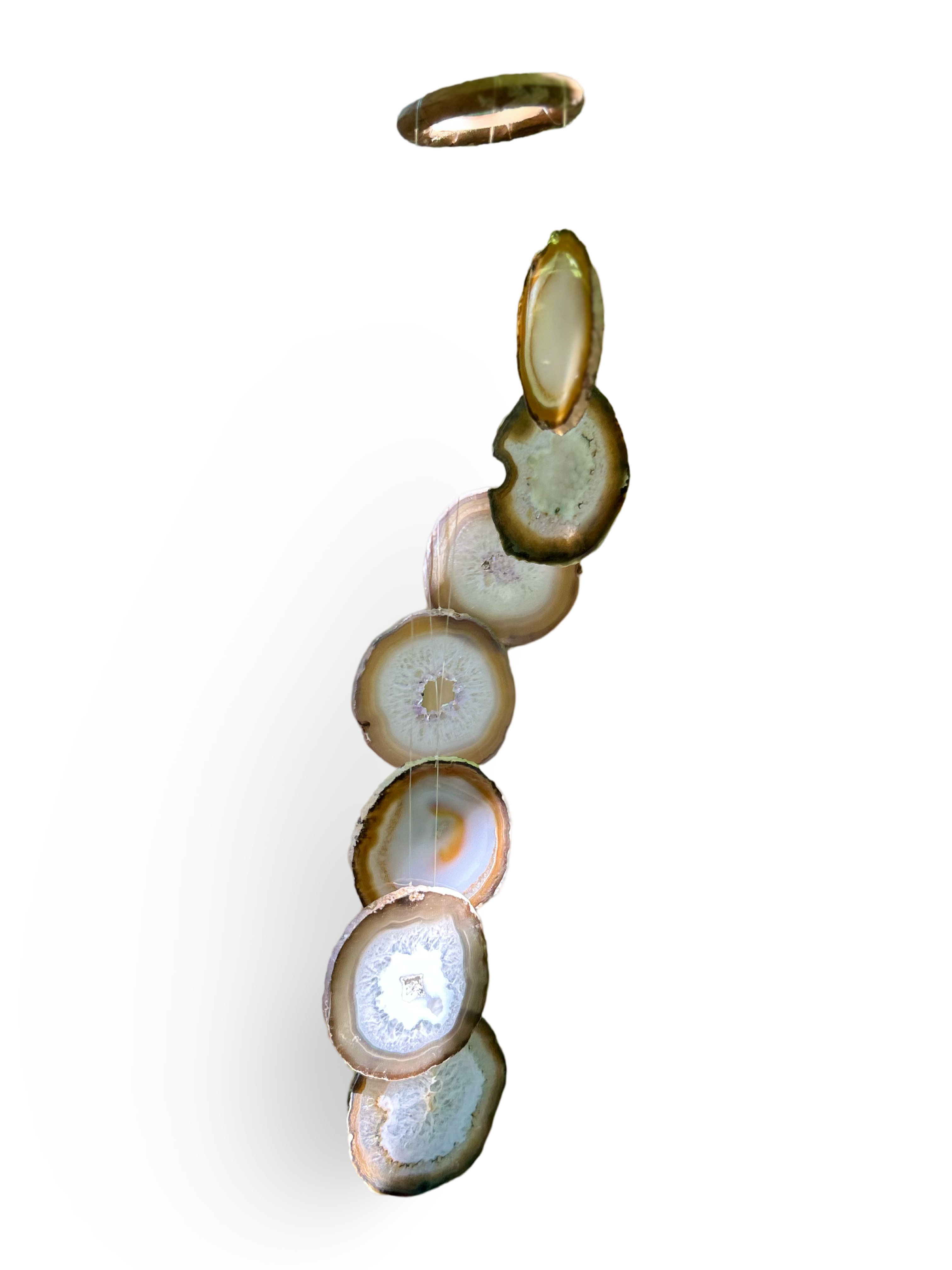 Natural Color Agate Geode Wind Chime - Medium Size