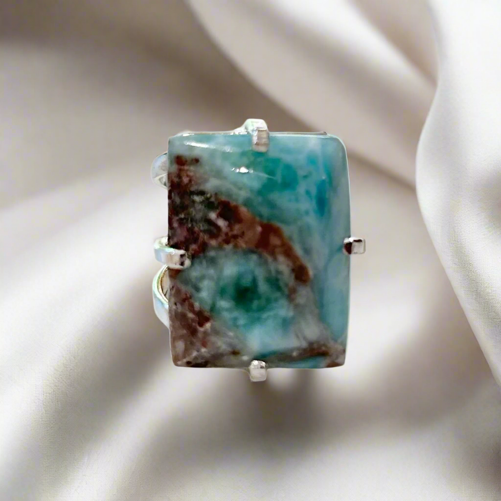 Larimar Cabochon Adjustable Ring