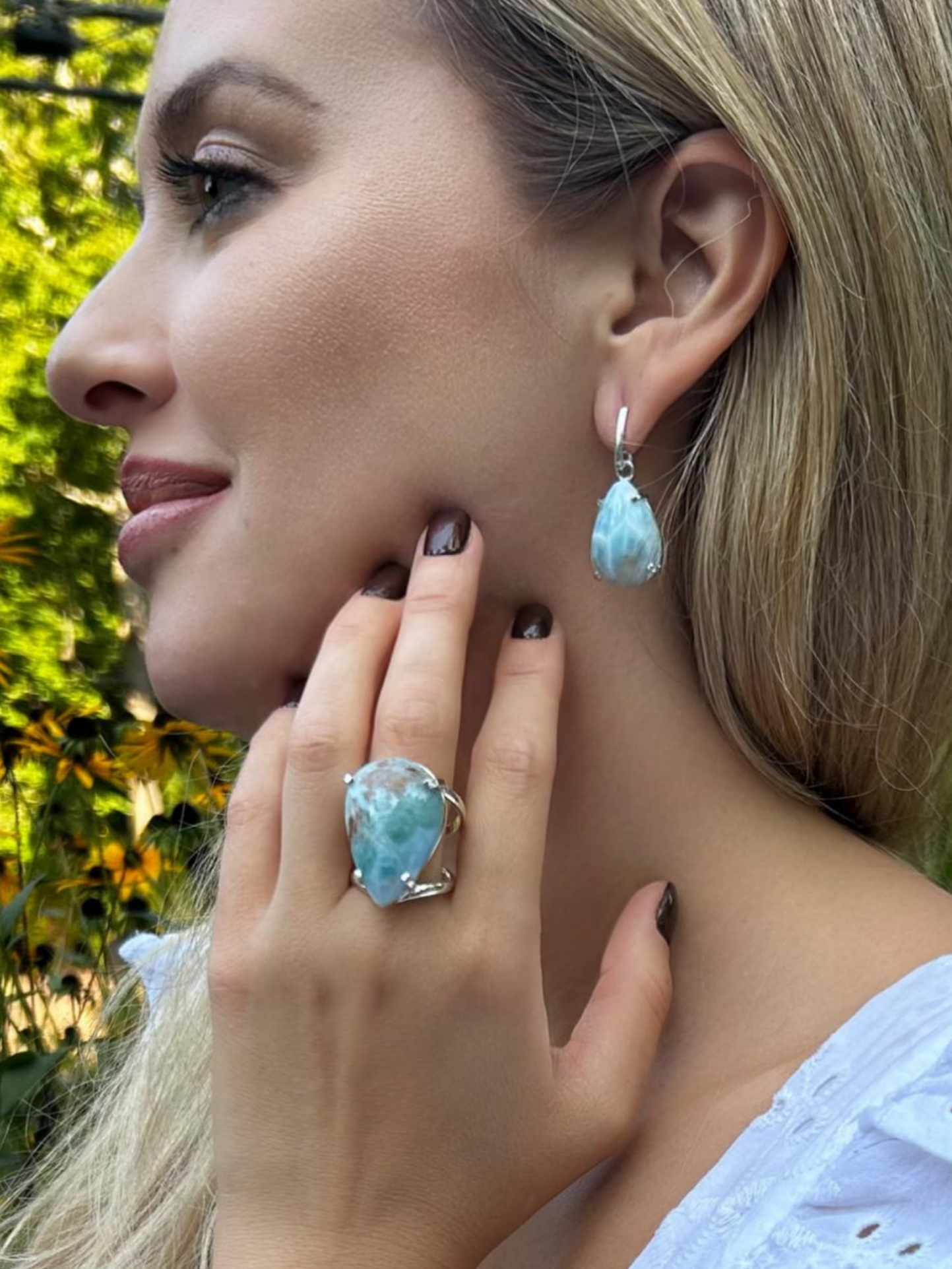 Tear Drop Larimar Earrings