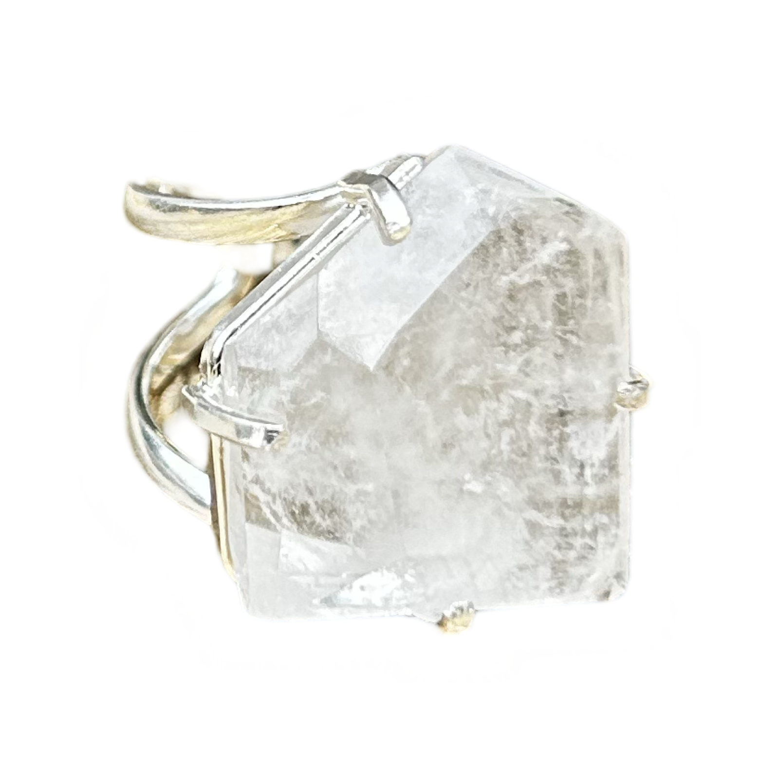 Clear Quartz Cocktail Ring – Silver-Plated, Adjustable & Hypoallergenic