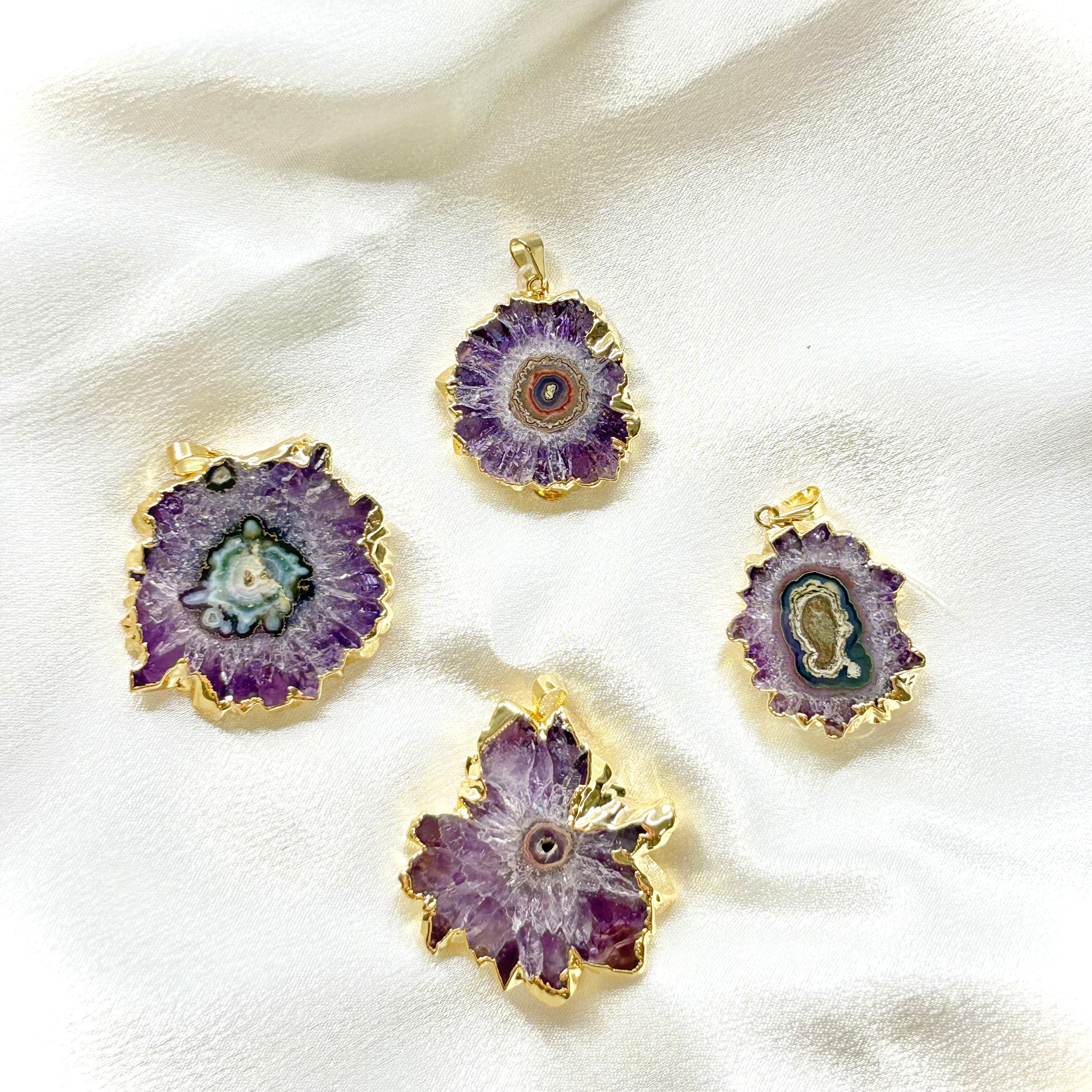 Purple Stalactite Crystal Pendant — Natural Brazilian Gemstone