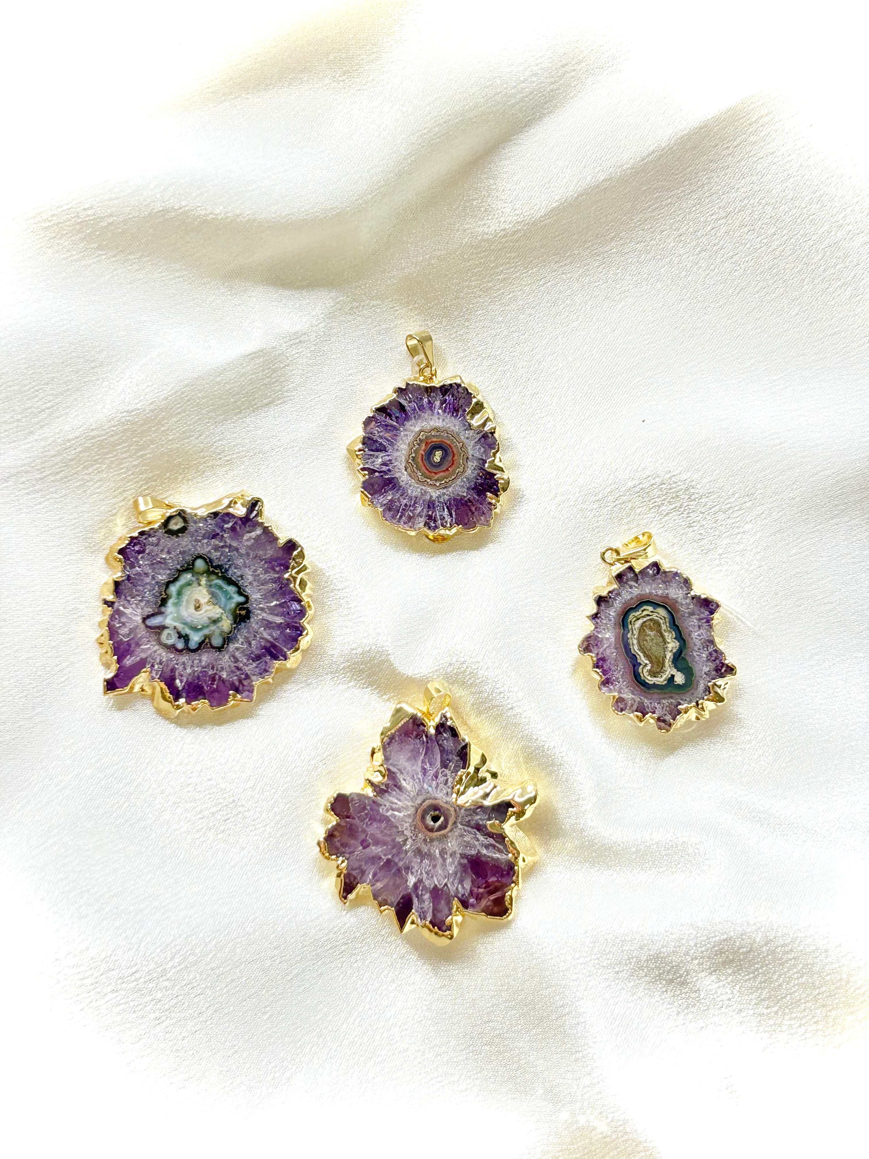 Purple Stalactite Crystal Pendant — Natural Brazilian Gemstone