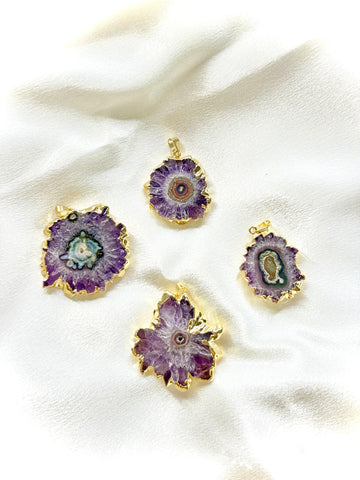 Purple Stalactite Crystal Pendant — Natural Brazilian Gemstone