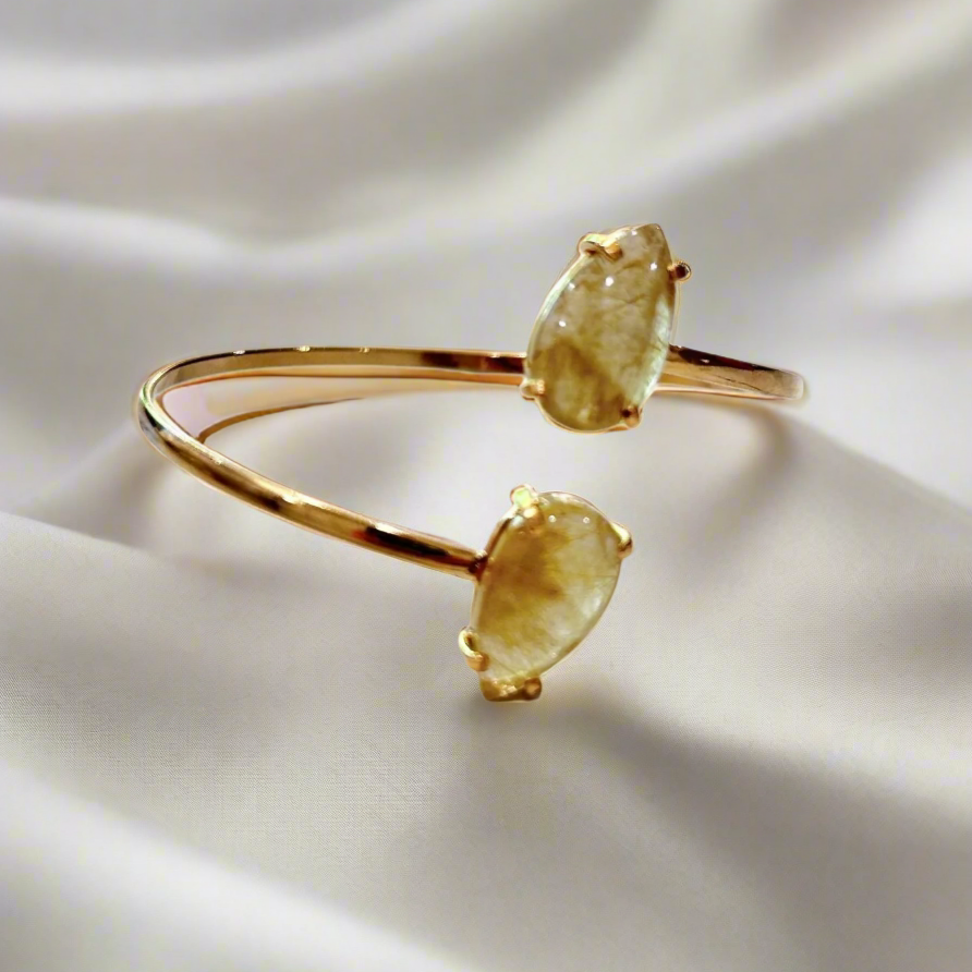 Dual Rutilated Quartz Open Bangle