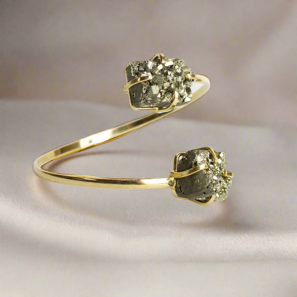 Dual Pyrite Open Bangle