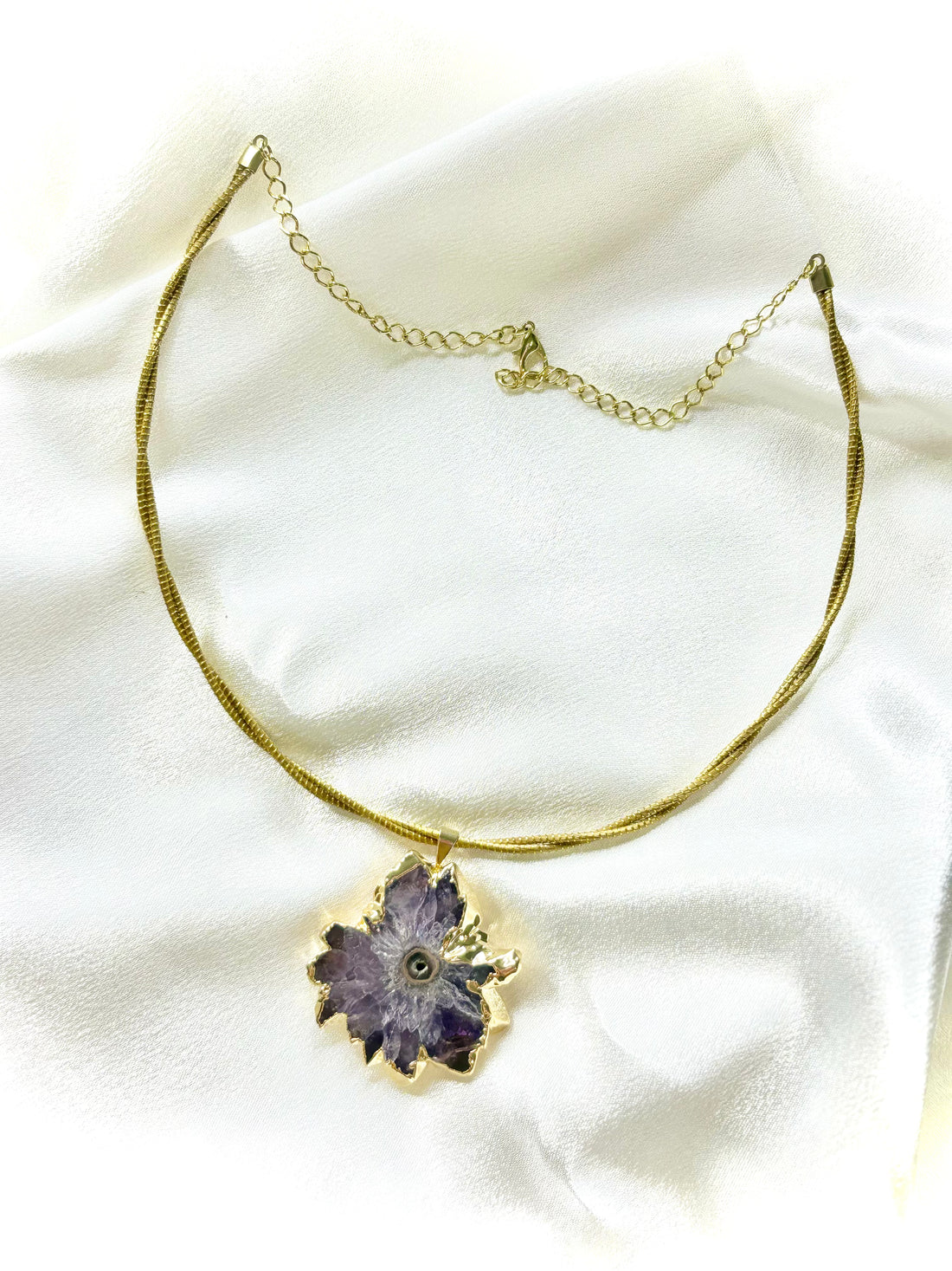 Purple Stalactite Crystal Pendant — Natural Brazilian Gemstone