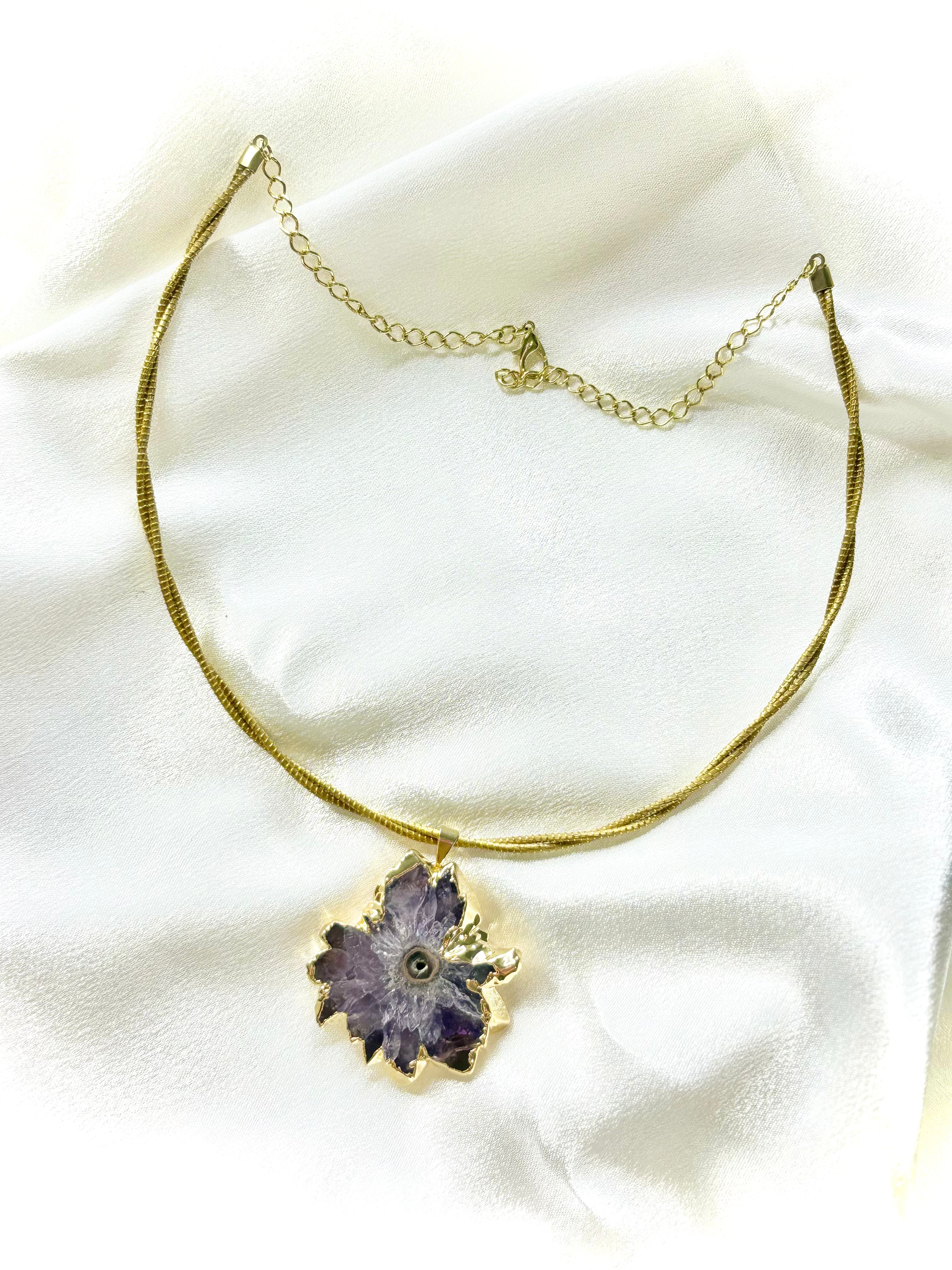 Purple Stalactite Crystal Pendant — Natural Brazilian Gemstone